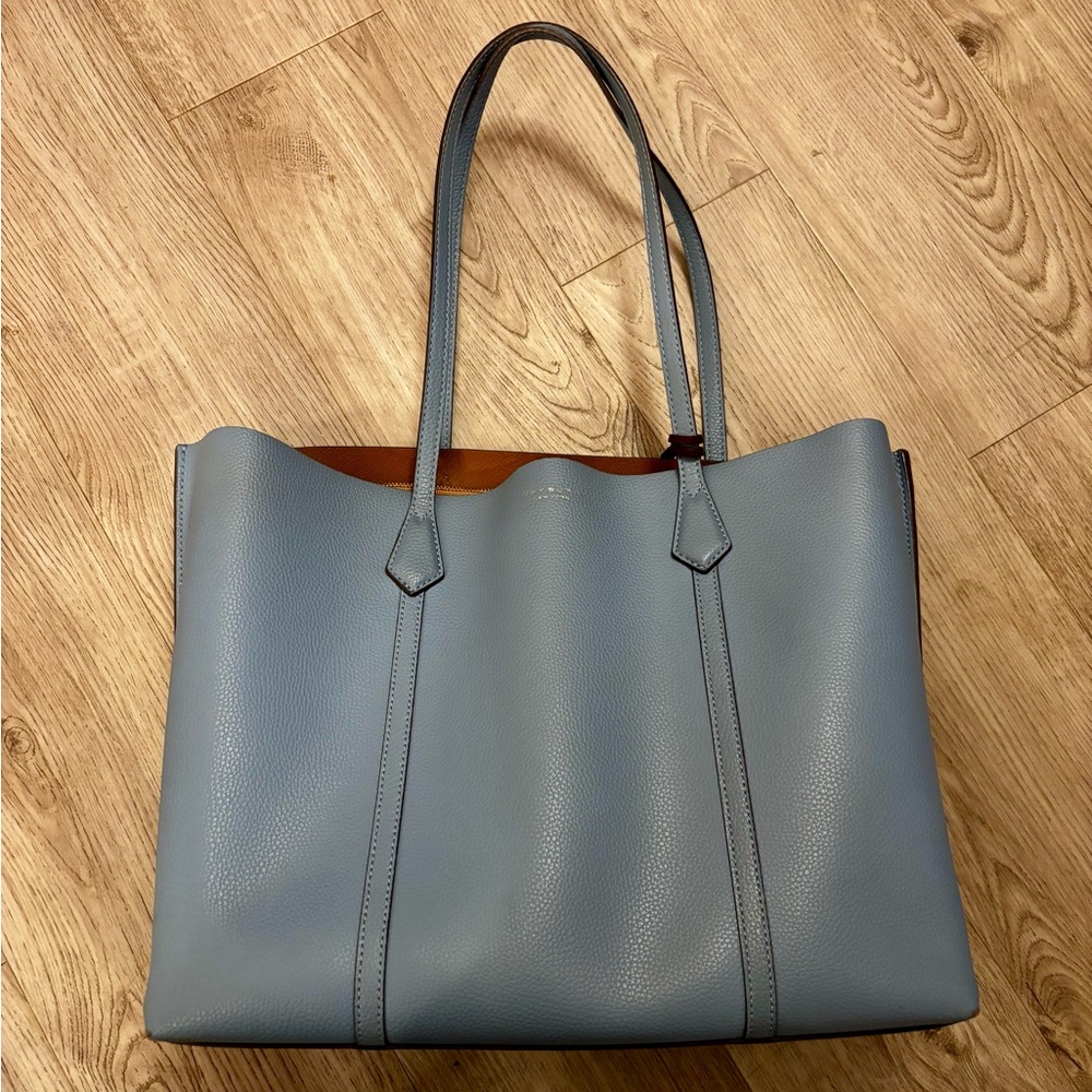 Tory Burch Perry Triple Compartment Light Blue Tote - Picture 2 of 13